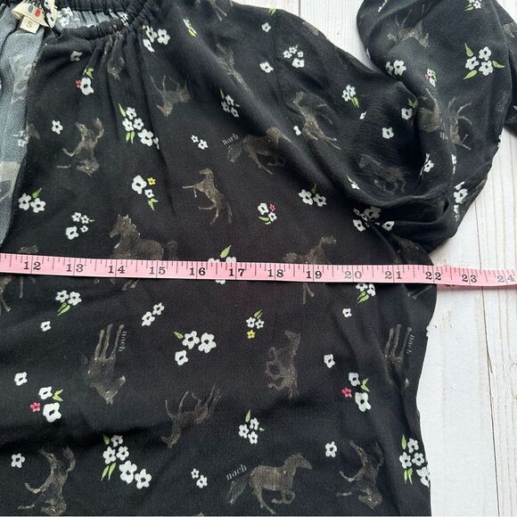 Nach Horse Novelty Print Hand Drawn Pattern Blouse Top - Picture 8 of 10